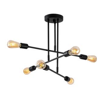 Lámpara De Techo Flower-162-av Negro Hierro 75x75x50 Cm