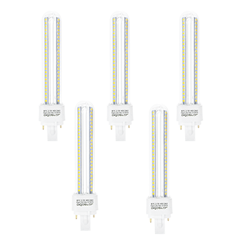 Aigostar - 2 Pines Bombilla PLC 2U, tubo de 15 W, Maiz G24, Luz fría 6400K, 1800Lm, No regulable, Pack de 5 Bombillas LED