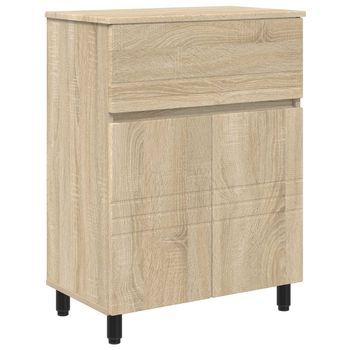 Unidad De Tocador De Baño Roble Sonoma 60 X 35 X 80 Cm Vidaxl