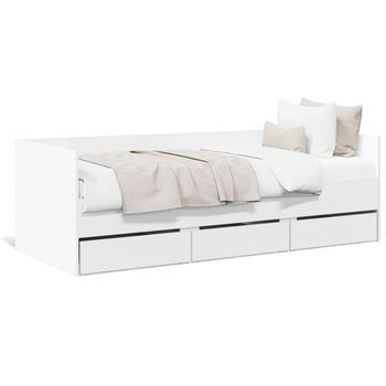 Cama Individual | Sofá Cama Con Cajones Sin Colchón Blanco 100x200 Cm Cfw18605