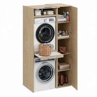 conjunto de muebles con lavadora secadora t-bath 1107x208cm roble esp22 mm