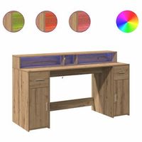 escritorio con led madera ingenieria roble artisian 160x55x91cm vidaxl