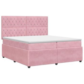Cama Tapizada 200x200x140,5 Cm Terciopelo - Rosa