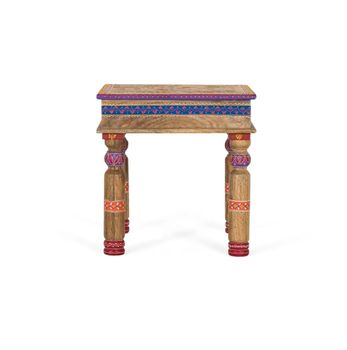 Mesa de centro en madera de mango y detalles pintados a mano