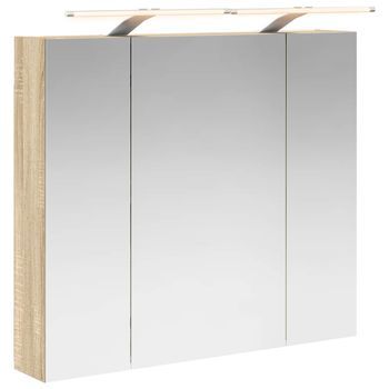 Armario Con Espejo De Baño Roble Sonoma 80 X 14.5 X 70 Cm Vidaxl