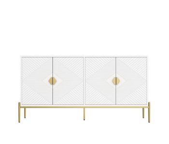 Aparador moderno 162x40x80 cm - con almacenamiento, para salón/comedor/entrada - blanco