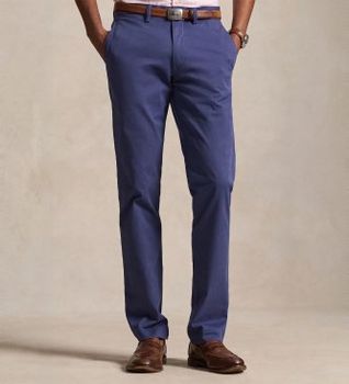 Polo Ralph Lauren para hombre. 710704176080 Pantalón chino lavado Bedford Slim Fit marino (33/32), Casual, Algodón