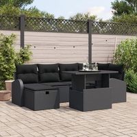 juego de sofa de jardin de 7 piezas con cojines negro de ratan v9632 unico  negro