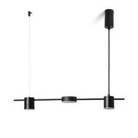 lampara colgante lineal led 18w metal y cristal kurna negro mate