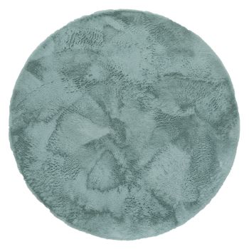 Alfombra de piel Fluffy turquesa 160 cm redondo