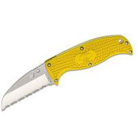 spyderco ste-fb31syl cuchillo de caza enuff sheepfoot salt hoja dentada spyderedge de acero h-1 resistente al oxido de 7cm y mango frn de color amarillo incluye funda kydex negro y agujero para la cuerda de seguridad espiga completa full-tang