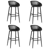taburetes de bar x4 sillas altas en pp y aspecto de malla metalica negra dec029422
