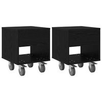 pack 2 uds mesita de noche  armario de noche  mesa de noche roble negro 405 x 40 x 48 cm