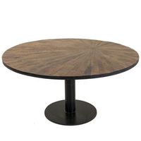 mesa de centro de madera y metal marron 90x90x45