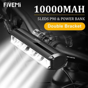 Fivemi-luz frontal para bicicleta de montaña, 10000mAh, Banco de energía, linterna con carga USB, accesorios para lámpara de Ciclismo de Carretera