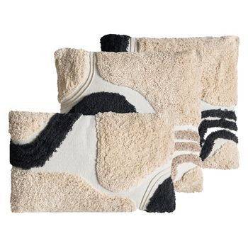 Conjunto De 3 Cojines Decorativos De Algodón Con Diseño Capitoné 45/30 X 45/50 Cm Beige/negro Alstonia