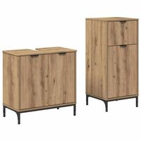 juego de muebles de bano 2 uds roble artisan 395 x 36 x 88 cm vidaxl