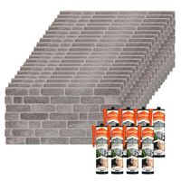 set de 20 paneles decorativos efecto ladrillo urbano en eps  8 botes de adhesivo de montaje