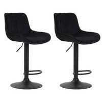 set de 2 taburetes de bar lentini en terciopelo negro 50x50x86 cm clp