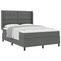 cama tipo box spring con cojin gris oscuro 200 x 140 cm tela vidaxl