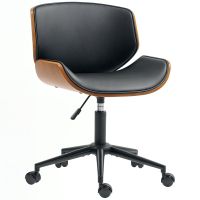 homcom silla de oficina sin brazos giratoria tapizada en pu negro y marron