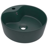 lavabo de bano moderno  lavabo lujo con rebosadero ceramica verde oscuro mate 36x13 cm