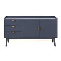 aparador de 2 puertas y 3 cajones de mdf azul oscuro 145 cm