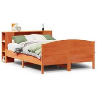 cama con estanteria sin colchon madera maciza marron 140x200 cm vidaxl