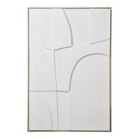 pintura mural abstracta en relieve blanca de 60 x 90 cm