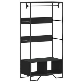 Armario 90x50x180 Cm Madera Y Metal Trabajados - Negro