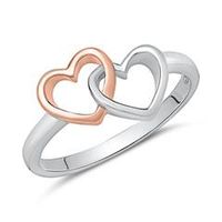 anillo de mujer de plata 925 con corazones bicolor