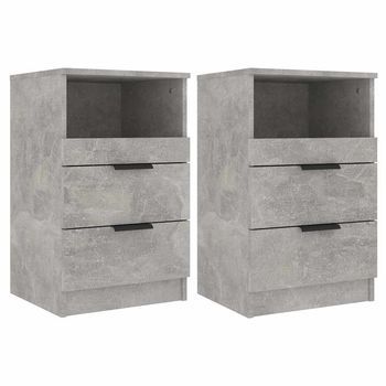 Juego De Mesitas De Noche Mesillas De Noche - Madera Contrachapada Gris Hormigón Mc7251