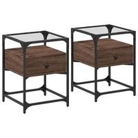 mesitas noche 2 uds madera ingenieria marron roble 40x40x55 cm vidaxl