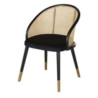 sillon de comedor de haya negra ratan y terciopelo