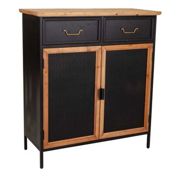 Recibidor de madera y metal negro 80x34x90