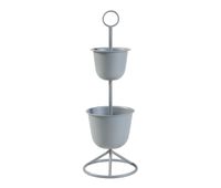 soporte para plantas alphen con 2 maceteros metal 77xo26cm - gris encasa