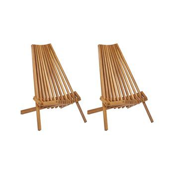 Conjunto De 2 Sillas Plegables De Balcón Jardín Moderno Rústico De Madera De Acacia Clara Bellano