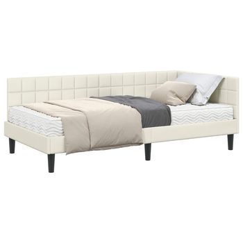 Estructura De Cama Esquina Con Colchón Manual Crema 90 X 190 Cm Vidaxl