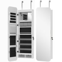 homcom espejo joyero de pared y puerta con espejo interior iluminado y cerradura 37x10x120 cm   aosom espana