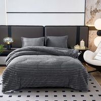 edredon borrego raya poliester y sherpa gris oscuro 90105 1 funda