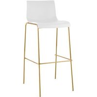 taburete de bar hover base cuatro patas plastico dorado blanco 48x43x100 cm clp