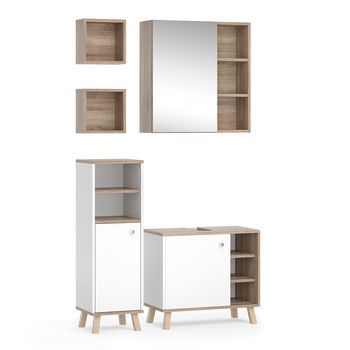 Conjunto De Muebles De Baño Senyo 4 Partes, Con Armario Midi Vicco