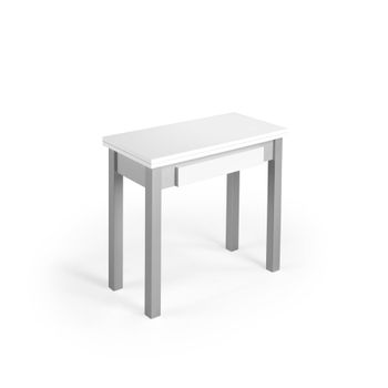 Mesa cocina extensible de melamina y metal blanco-gris l40/80 cm