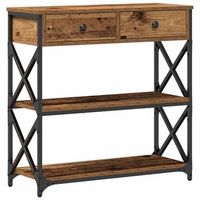 mesa de consola con cajon madera vieja 75 x 28 x 75 cm