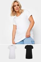 yours juego 2 camisetas largas manga corta blanca y negra mujer curvy y tallas grandes yours