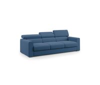 dylan sofa de 3 plazas con pouf extraible en tejido efecto algodon impermeable 240 cm azul