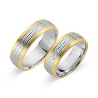 alianzas 14 quilates oro amarillo-blanco 3 diamantes