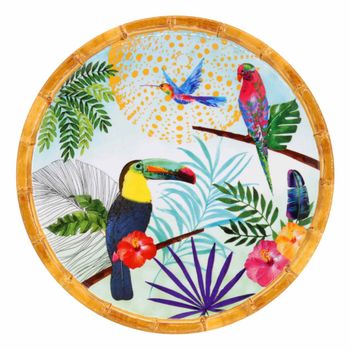 Plato pequeño de melamina con estampado de tucanes 23 cm