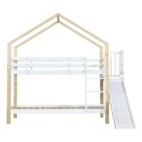 litera con tobogan y escalera - estructura de madera maciza - 90x200 cm - blanco