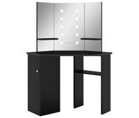 tocador de esquina - tocador de maquillaje - mesa de tocador con led negro 111x54x1415 cm